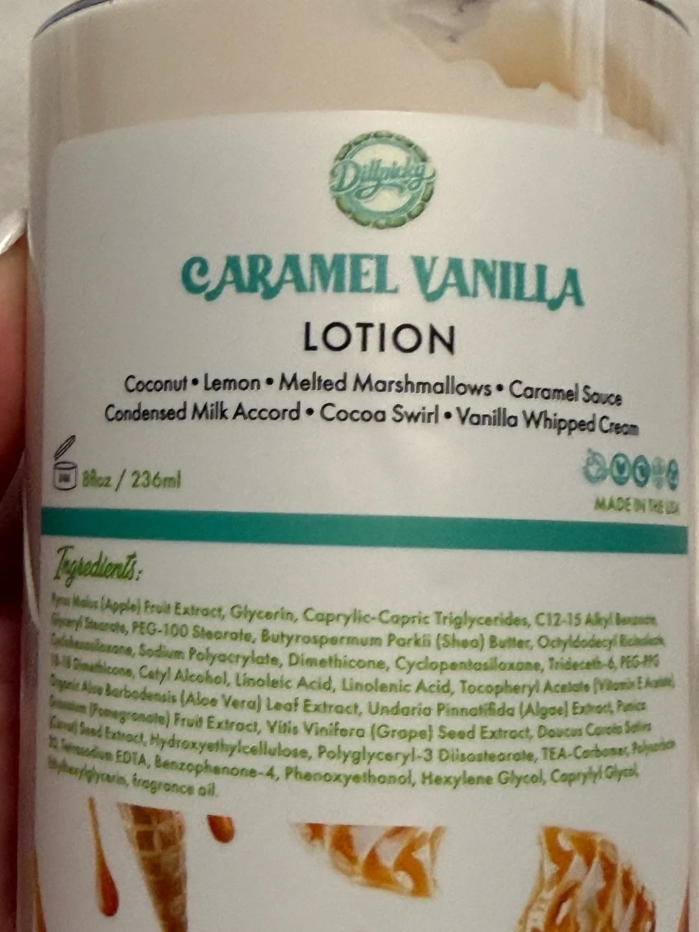 Aminnah/Dillpicky Collab “Caramel Vanilla” full size Lotion.